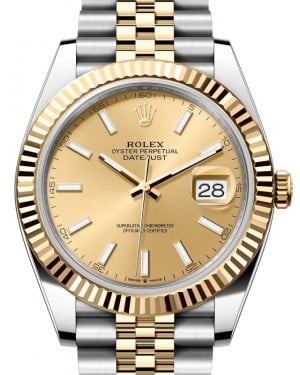 Rolex Datejust 41 Yellow Gold/Steel Champagne Index Dial Fluted Bezel Jubilee Bracelet 126333 - BRAND NEW