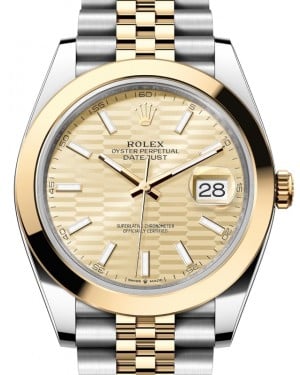 Rolex Datejust 41 Yellow Gold/Steel Golden Fluted Motif Index Dial Smooth Bezel Jubilee Bracelet 126303 - BRAND NEW