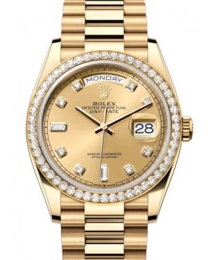 Rolex Day-Date 36 President Yellow Gold Champagne Diamond Dial & Bezel 128348RBR