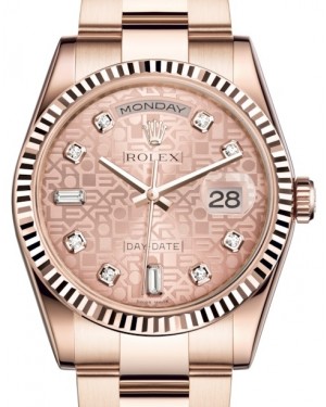 Rolex Day-Date 36 Rose Gold Pink Jubilee Diamond Dial & Fluted Bezel Oyster Bracelet 118235 - BRAND NEW