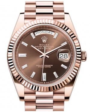 Rolex Day-Date 40 President Rose Gold Chocolate Diamond Dial 228235 - BRAND NEW
