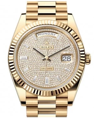 Rolex Day-Date 40 President Yellow Gold Diamond Paved Dial 228238 - BRAND NEW