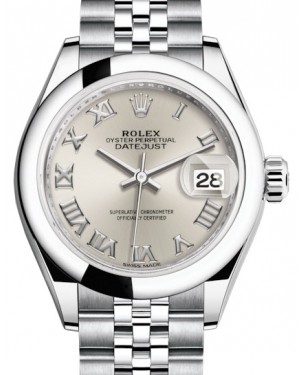Rolex Lady Datejust 28 Stainless Steel Silver Roman Dial & Smooth Domed Bezel Jubilee Bracelet 279160 - BRAND NEW
