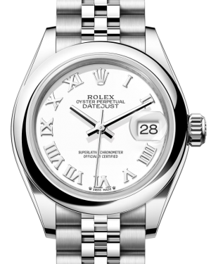 Rolex Lady Datejust 28 Stainless Steel White Roman Dial & Smooth Domed Bezel Jubilee Bracelet 279160 - BRAND NEW