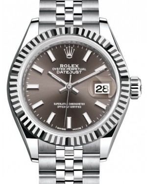 Rolex Lady Datejust 28 White Gold/Steel Dark Grey Index Dial & Fluted Bezel Jubilee Bracelet 279174 - BRAND NEW
