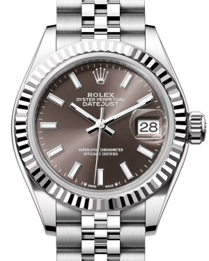 Rolex Lady Datejust 28 White Gold/Steel Dark Grey Index Dial & Fluted Bezel Jubilee Bracelet 279174 - BRAND NEW