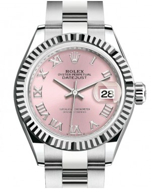 Rolex Lady Datejust 28 White Gold/Steel Pink Roman Dial & Fluted Bezel Oyster Bracelet 279174 - BRAND NEW