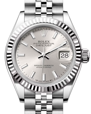Rolex Lady Datejust 28 White Gold/Steel Silver Index Dial & Fluted Bezel Jubilee Bracelet 279174 - BRAND NEW