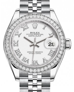Rolex Lady Datejust 28 White Gold/Steel White Roman Dial & Diamond Bezel Jubilee Bracelet 279384RBR - BRAND NEW