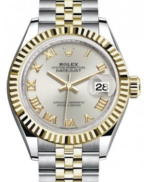 Rolex Lady Datejust 28 Yellow Gold/Steel Silver Roman Dial & Fluted Bezel Jubilee Bracelet 279173 - BRAND NEW