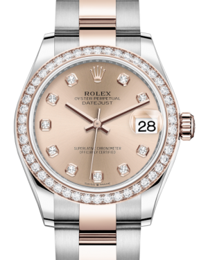 Rolex Lady-Datejust 31 Rose Gold/Steel Rose Diamond Dial & Diamond Bezel Oyster Bracelet 278381RBR - BRAND NEW