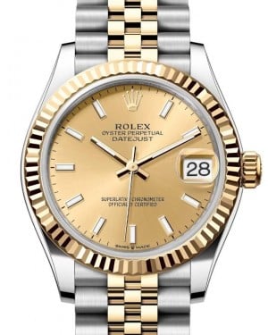 Rolex Lady-Datejust 31 Yellow Gold/Steel Champagne Index Dial & Fluted Bezel Jubilee Bracelet 278273 - BRAND NEW