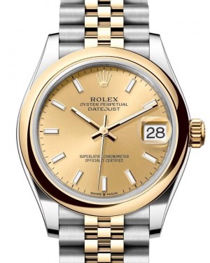 Rolex Lady-Datejust 31 Yellow Gold/Steel Champagne Index Dial & Smooth Domed Bezel Jubilee Bracelet 278243 - BRAND NEW