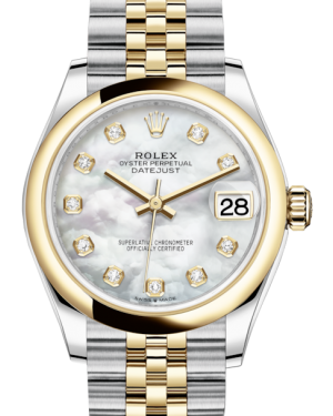Rolex Lady-Datejust 31 Yellow Gold/Steel White Mother of Pearl Diamond Dial & Smooth Domed Bezel Jubilee Bracelet 278243 - BRAND NEW
