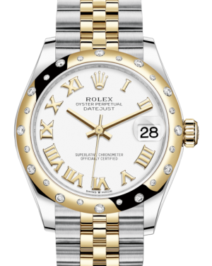Rolex Lady-Datejust 31 Yellow Gold/Steel White Roman Dial & Domed Set with Diamonds Bezel Jubilee Bracelet 278343RBR - BRAND NEW