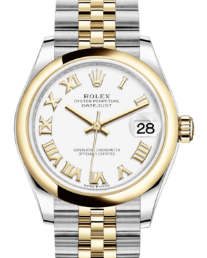 Rolex Lady-Datejust 31 Yellow Gold/Steel White Roman Dial & Smooth Domed Bezel Jubilee Bracelet 278243 - BRAND NEW