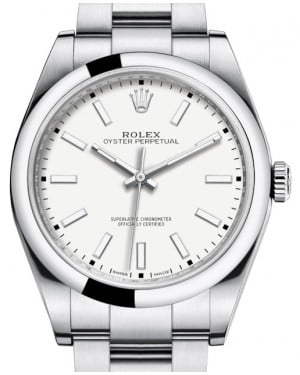 Rolex Oyster Perpetual 39 White Index Dial 114300