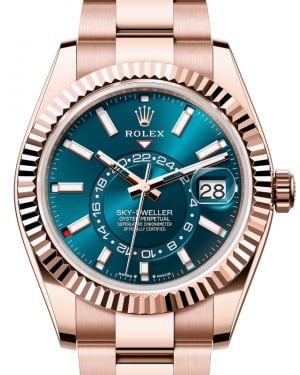 Rolex Sky-Dweller Rose Gold Blue-Green Index Dial Oyster Bracelet 336935 - BRAND NEW