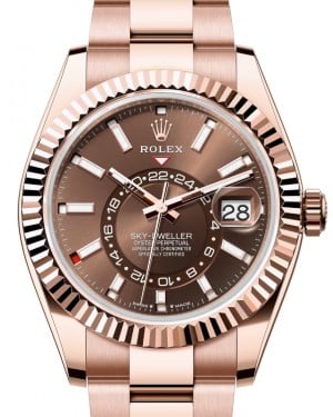 Rolex Sky-Dweller Rose Gold Chocolate Index Dial Oyster Bracelet 336935 - BRAND NEW