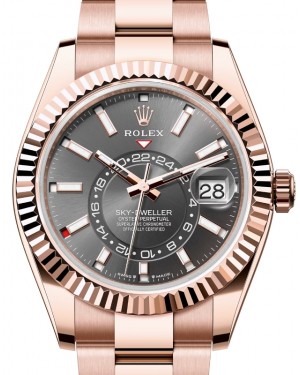 Rolex Sky-Dweller Rose Gold Slate Index Dial Oyster Bracelet 336935 - BRAND NEW