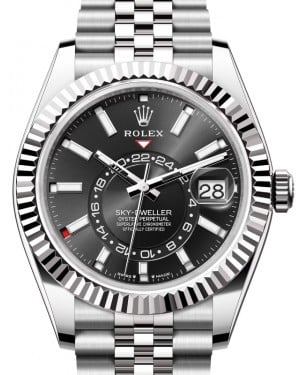 Rolex Sky-Dweller White Gold/Steel Bright Black Index Dial Jubilee Bracelet 336934 - BRAND NEW