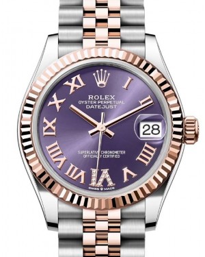 Rolex Datejust 31 Rose Gold/Steel Aubergine Dial & Fluted Bezel Jubilee Bracelet 278271 - BRAND NEW