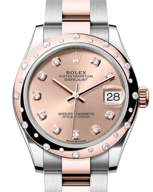 Rolex Datejust 31 Rose Gold/Steel Rose Dial & Domed Set Diamond Bezel Oyster Bracelet 278341RBR - BRAND NEW
