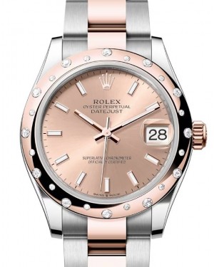Rolex Datejust 31 Rose Gold/Steel Rose Index Dial & Domed Set Diamond Bezel Oyster Bracelet 278341RBR - BRAND NEW