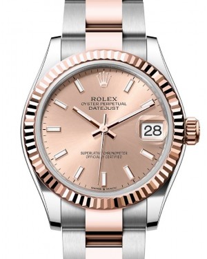Rolex Datejust 31 Rose Gold/Steel Rose Index Dial & Fluted Bezel Oyster Bracelet 278271 - BRAND NEW