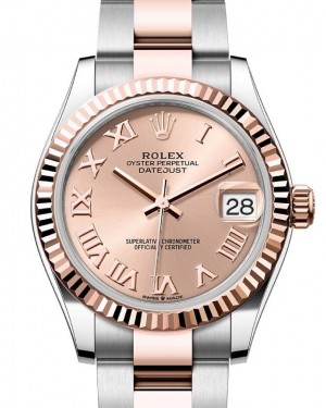 Rolex Datejust 31 Rose Gold/Steel Rose Roman Dial & Fluted Bezel Oyster Bracelet 278271 - BRAND NEW