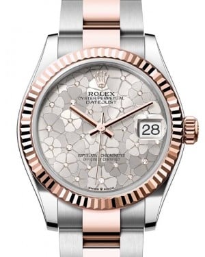 Rolex Datejust 31 Rose Gold/Steel Silver Floral Motif Dial & Fluted Bezel Oyster Bracelet 278271 - BRAND NEW