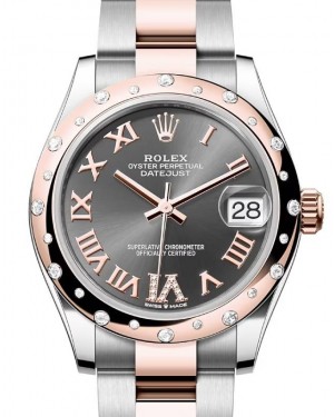 Rolex Datejust 31 Rose Gold/Steel Slate Roman Dial & Domed Set Diamond Bezel Oyster Bracelet 278341RBR - BRAND NEW