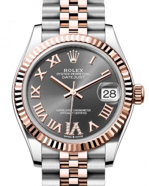 Rolex Datejust 31 Rose Gold/Steel Slate Roman Dial & Fluted Bezel Jubilee Bracelet 278271 - BRAND NEW