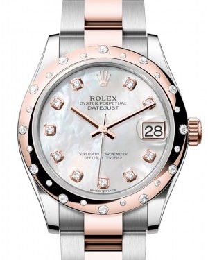 Rolex Datejust 31 Rose Gold/Steel White Mother of Pearl Dial & Domed Set Diamond Bezel Oyster Bracelet 278341RBR - BRAND NEW