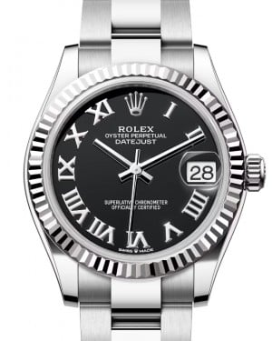 Rolex Datejust 31 White Gold/Steel Bright Black Roman Dial & Fluted Bezel Oyster Bracelet 278274 - BRAND NEW