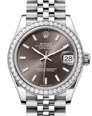 Rolex Datejust 31 White Gold/Steel Dark Grey Index Dial & Diamond Bezel Jubilee Bracelet 278384RBR - BRAND NEW