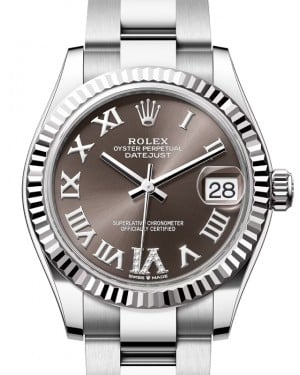 Rolex Datejust 31 White Gold/Steel Dark Grey Roman Diamond VI Dial & Fluted Bezel Oyster Bracelet 278274 - BRAND NEW