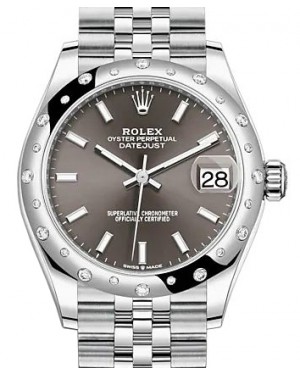 Rolex Datejust 31 White Gold/Steel Grey Index Dial & Diamond Bezel Jubilee Bracelet 278344RBR - BRAND NEW