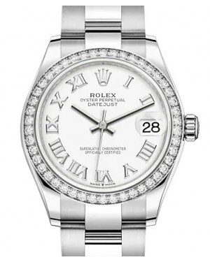 Rolex Datejust 31 White Gold/Steel White Roman Dial & Diamond Bezel Oyster Bracelet 278384RBR - BRAND NEW