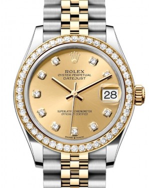 Rolex Datejust 31 Yellow Gold/Steel Champagne Dial & Diamond Bezel Jubilee Bracelet 278383RBR - BRAND NEW