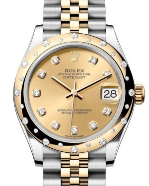 Rolex Datejust 31 Yellow Gold/Steel Champagne Dial & Domed Set Diamond Bezel Jubilee Bracelet 278343RBR - BRAND NEW