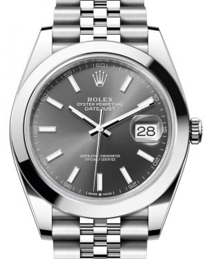 Rolex Datejust 41 Stainless Steel Slate Index Dial Smooth Bezel Jubilee Bracelet 126300 - BRAND NEW