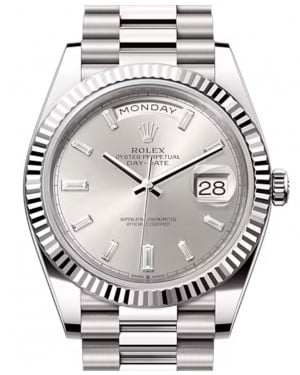 Rolex Day-Date 40 President White Gold Silver Diamond Dial 228239 - BRAND NEW