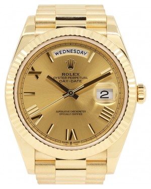 Rolex Day-Date 40 President Yellow Gold Champagne Roman Dial 228238 - PRE-OWNED