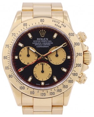 Rolex Daytona Yellow Gold "Paul Newman" Black 40mm Dial Champagne Subdials Oyster Bracelet 116528 - PRE-OWNED