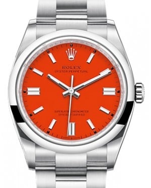 Rolex Oyster Perpetual 36 Coral Red Index Dial 126000 - BRAND NEW