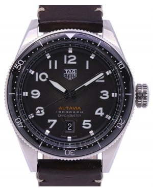 Tag Heuer Autavia Isograph Stainless Steel Smoky Black Arabic Dial & Brown Leather Strap WBE5110.FC8266 Error Recalled Model - PRE-OWNED