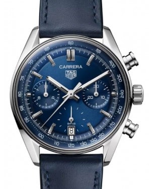 Tag Heuer Carrera Chronograph Stainless Steel 39mm Blue Dial Leather Strap CBS2212.FC6535 - BRAND NEW