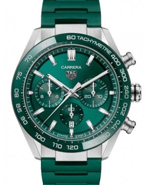 Tag Heuer Carrera Chronograph Stainless Steel/Ceramic 44mm Green Dial Rubber Strap CBN2A1N.FT6238 - BRAND NEW