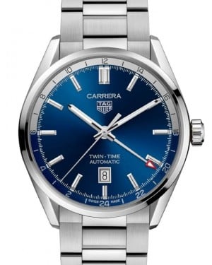 Tag Heuer Carrera Twin-Time Stainless Steel 41mm Blue Dial WBN201A.BA0640 - BRAND NEW